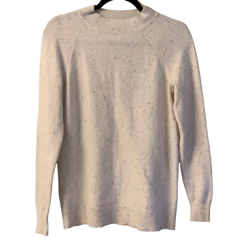 Loft Woman’s Medium Rainbow Speckled White Long Sleeve Crew Neck Sweater